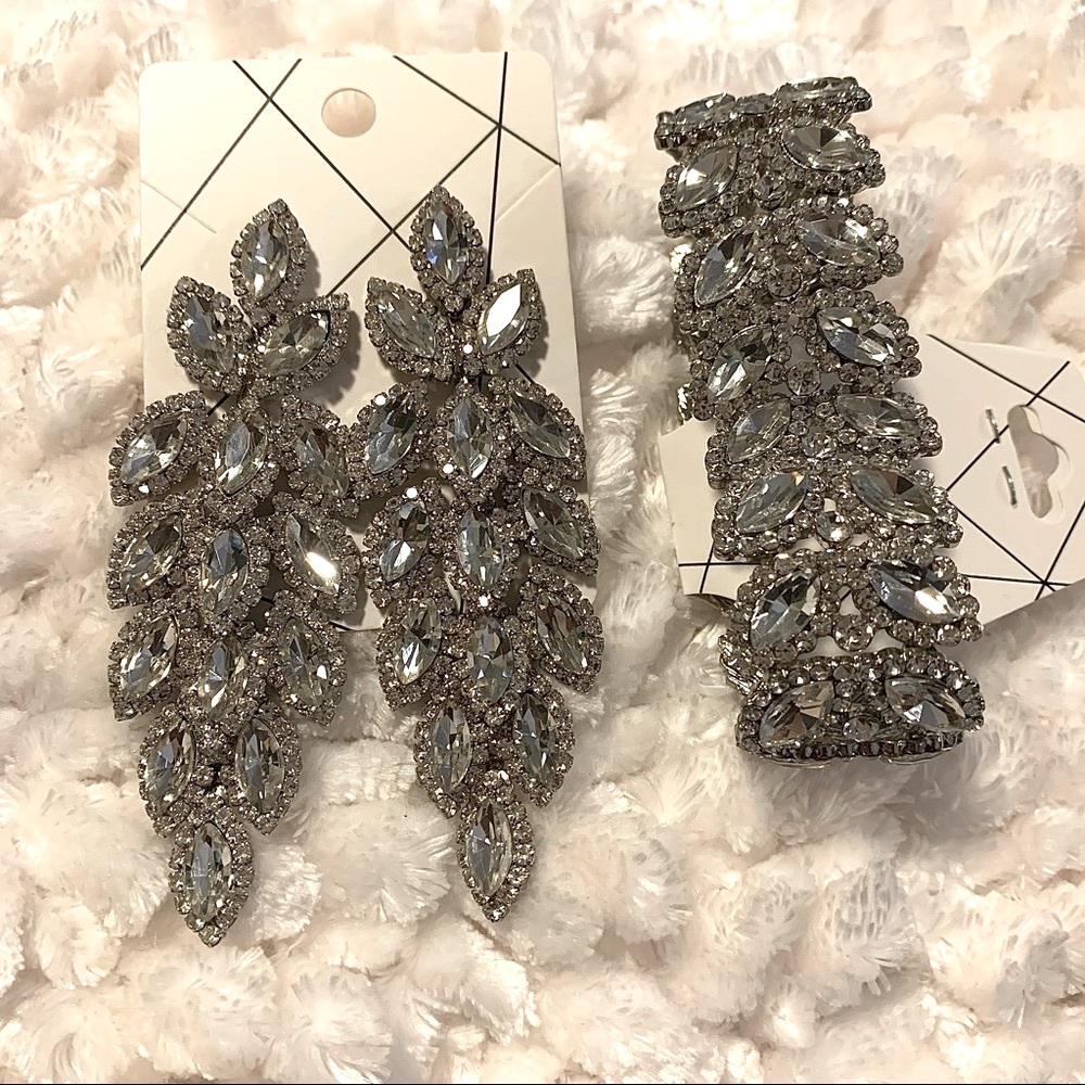 2 pc CZ Rhinestone Jewelry Set